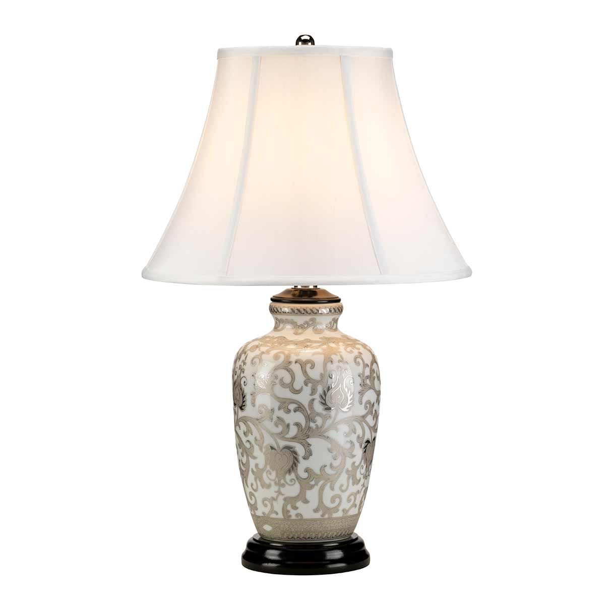 Elegant Silver Thistle Porcelain Table Lamp with Empire Shade