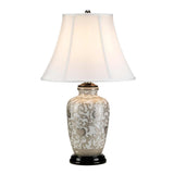 Elegant Silver Thistle Porcelain Table Lamp with Empire Shade