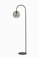 Elegant Floor Lamp with Matt Black Frame and Smoked Glass Elements, 45x28x158 cm