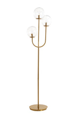 Gold and Clear Glass Triple Light Floor Lamp 162 cm