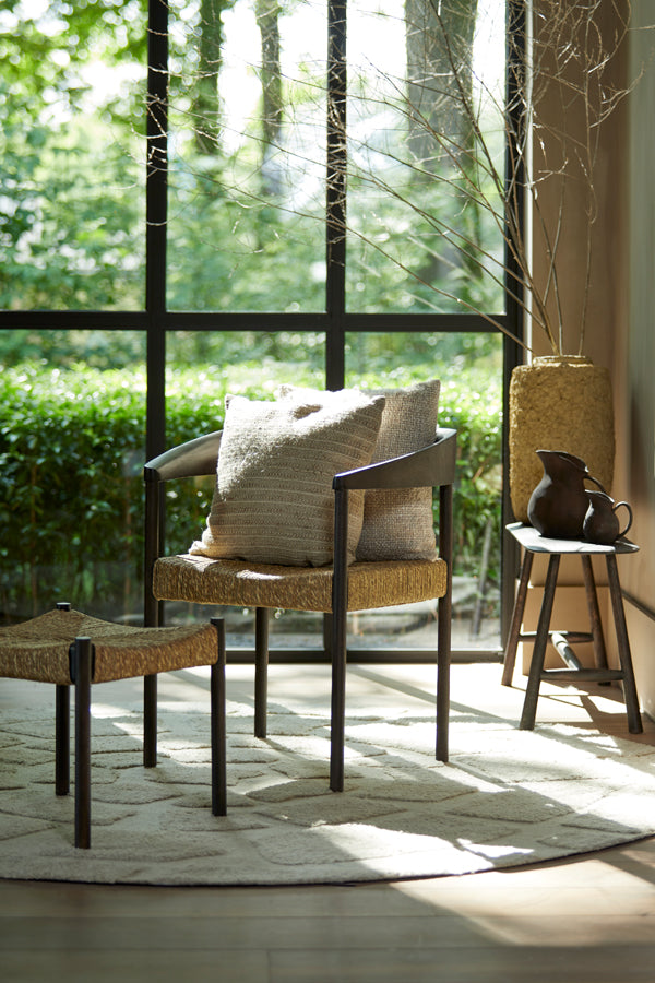 Delmar Dark Brown Wood Chair with Seagrass Accents - 60.5x57x76.5 cm