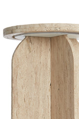 Otinia Travertine Sand Round Side Table Ø41x56 cm