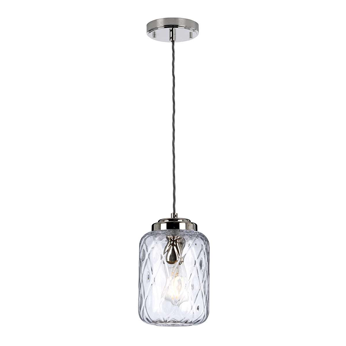 Elegant Polished Nickel Glass Pendant Light