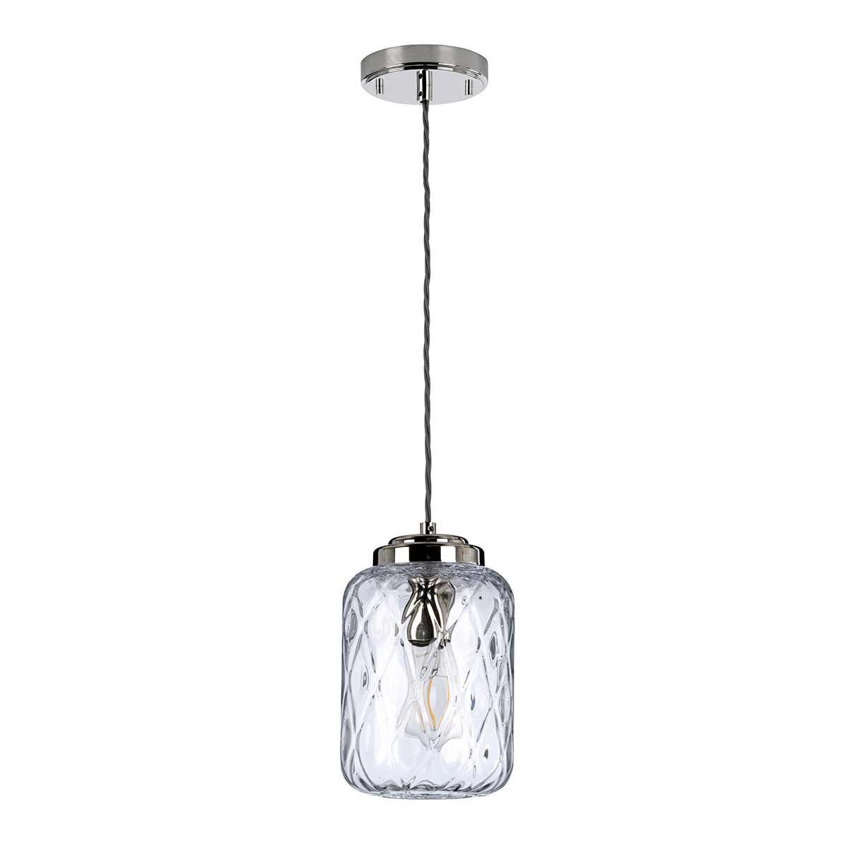 Elegant Polished Nickel Glass Pendant Light