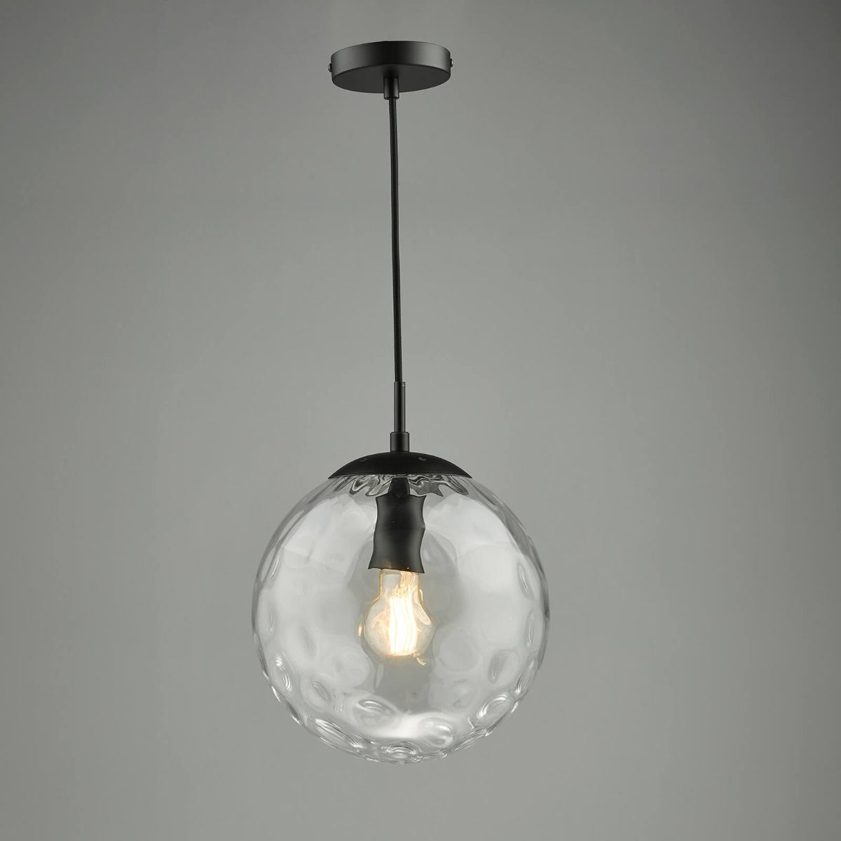 Ripple Pendant Matt Black & Clear Glass