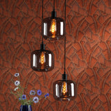 3 Light Matt Black E27 Suspension Cluster