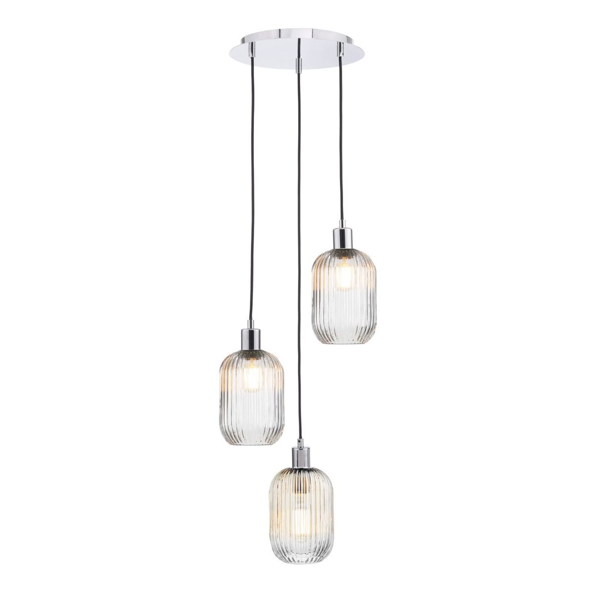 Accessories 3 Light Cluster Pendant Polished Chrome and Ribbed Glass