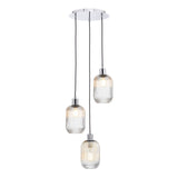 Accessories 3 Light Cluster Pendant Polished Chrome and Ribbed Glass