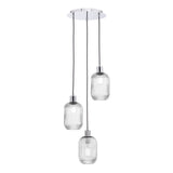 Accessories 3 Light Cluster Pendant Polished Chrome and Ribbed Glass
