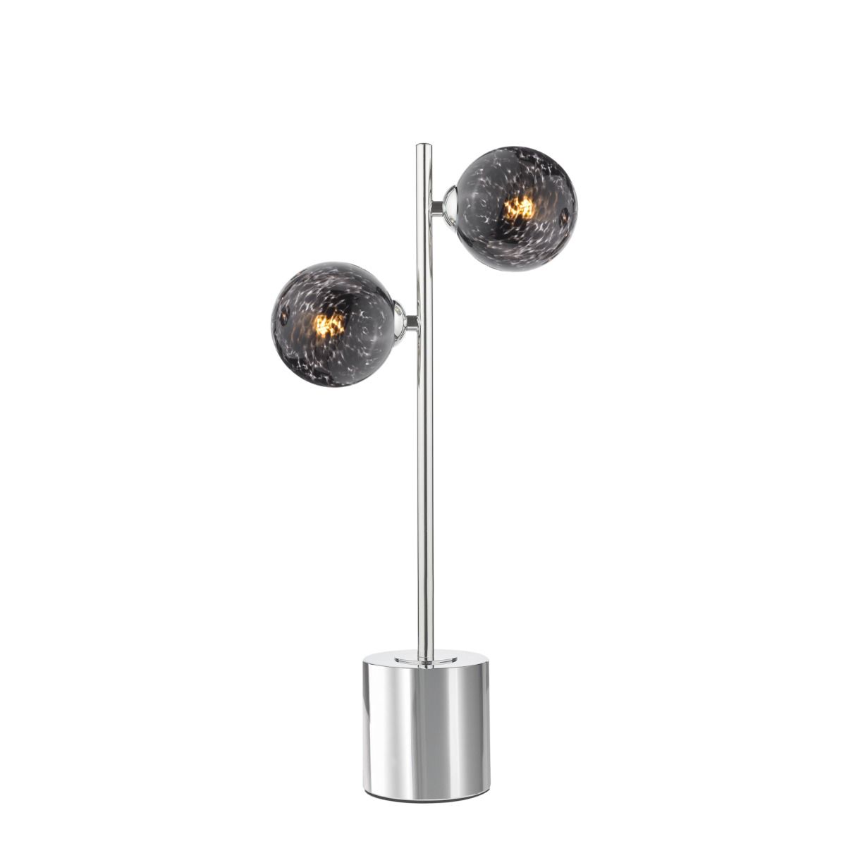 Spiral 2 Light Table Lamp Polished Chrome With Black Confetti Glass
