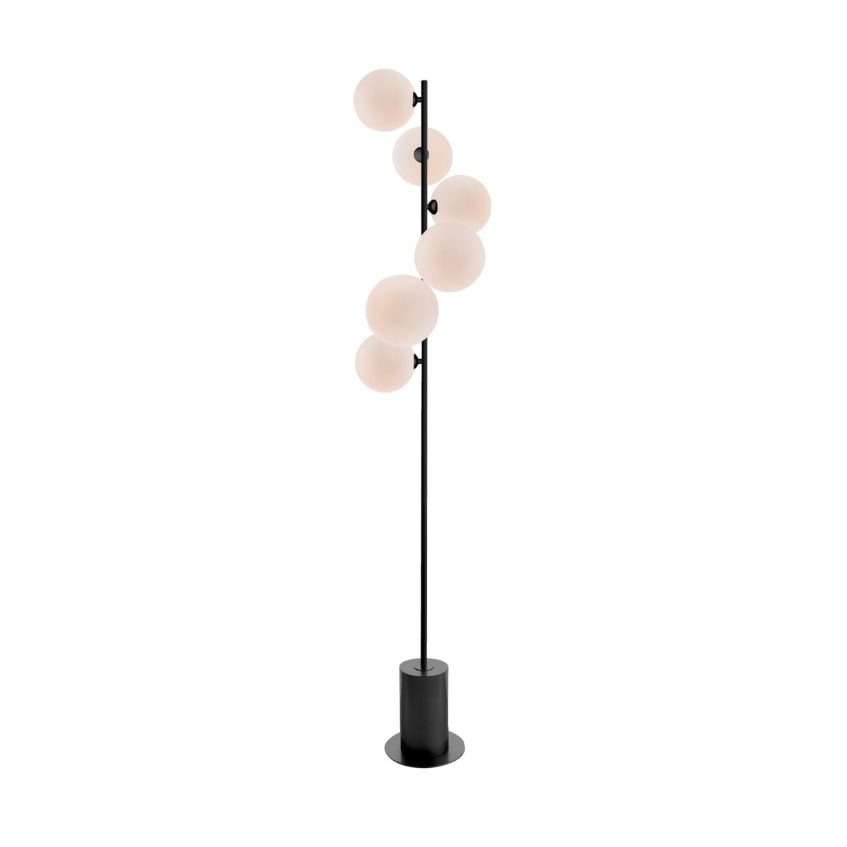 Spiral 6 Light Floor Lamp Matt Black With Opal Glass