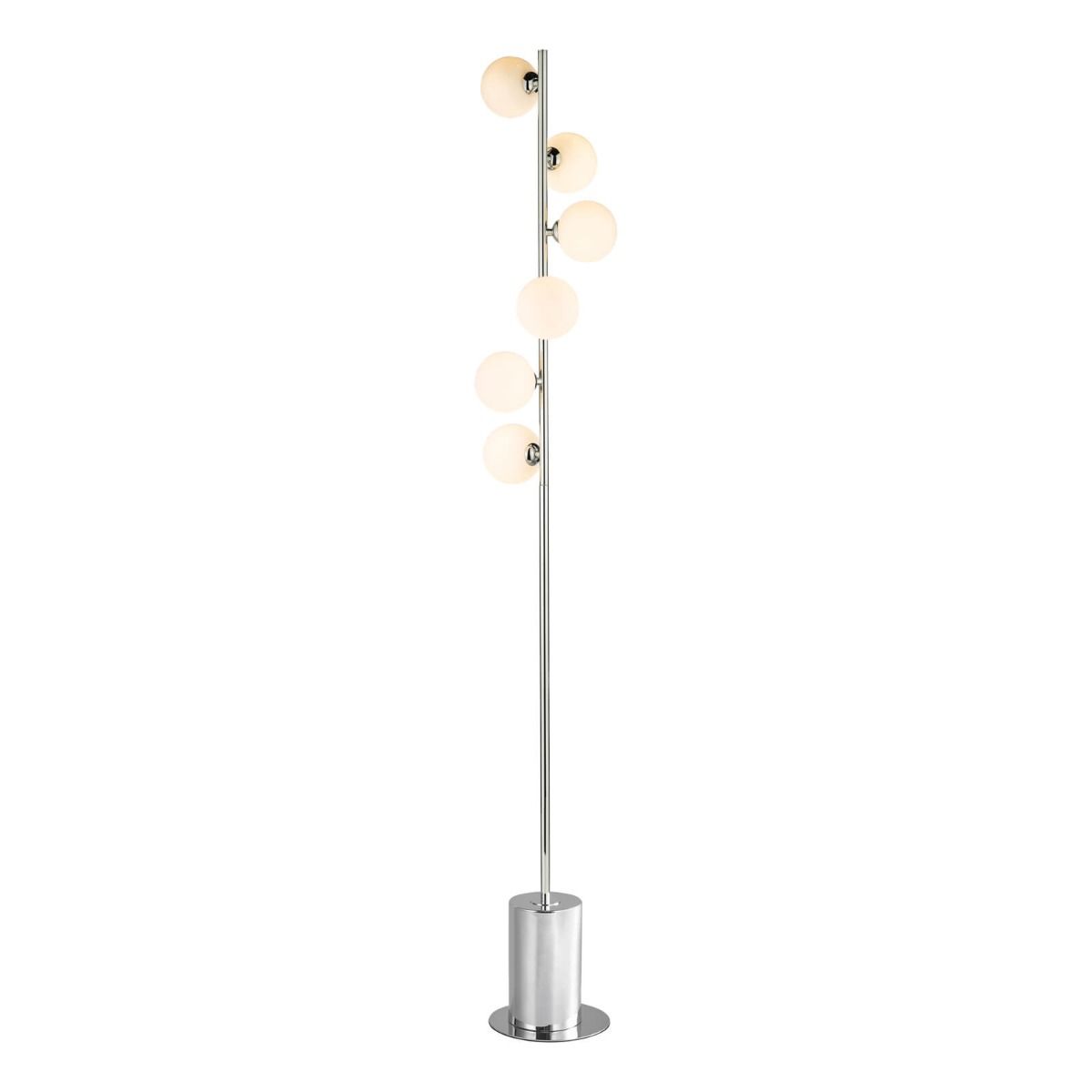 Spiral 6 Light Floor Lamp Polished Chrome With Opal Glass