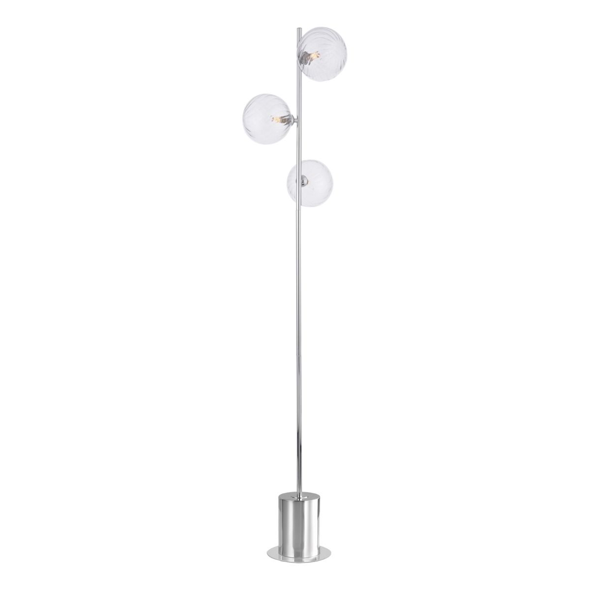 Spiral 3 Light Floor Lamp Polished Chrome With Closed Glass