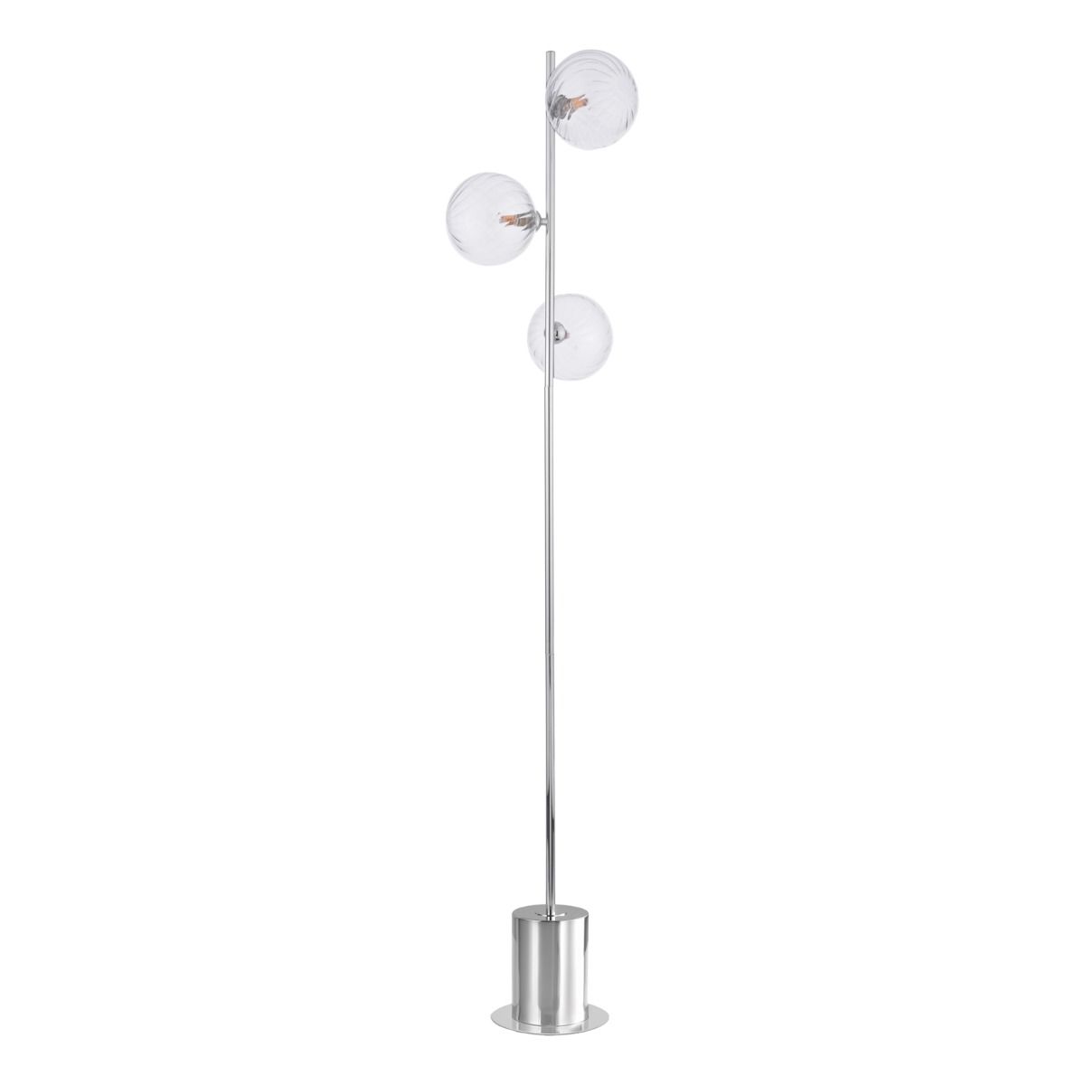 Spiral 3 Light Floor Lamp Polished Chrome With Closed Glass