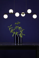 Spiral 6 Light Bar Pendant Matt Black With Opal Glass