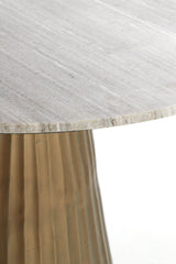 Round Marble Dining Table with Antique Bronze Base - Taupe Finish