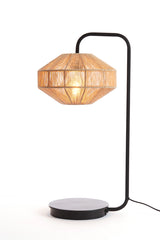 Decorative Black & Natural Wood Table Lamp - 26x60 cm Lyra Design