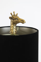 Giraffe-Themed Bronze Table Lamp with Black Velvet Shade, 28x20x68 cm