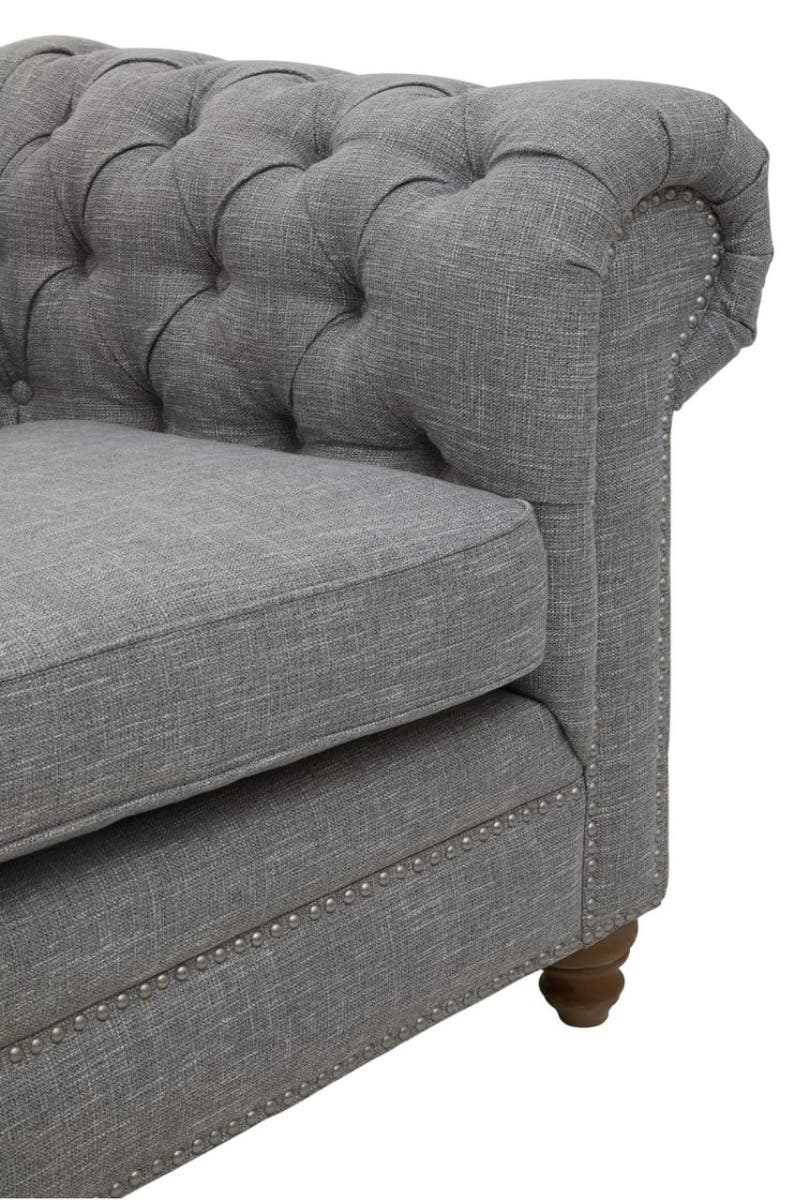 Stella Three Seat Grey Linen Sofa