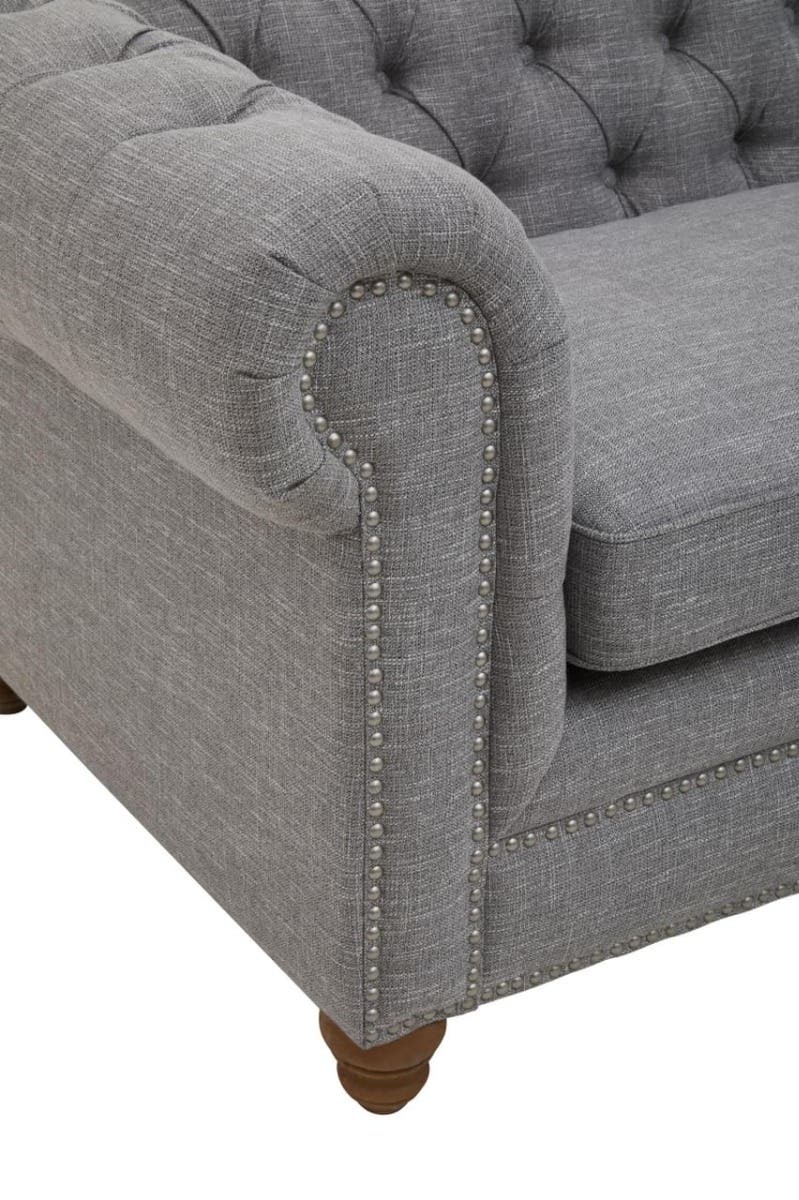 Stella Three Seat Grey Linen Sofa