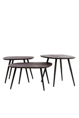 Rustic Nesting Coffee Tables Set of 3 in Distressed Wood and Black Metal