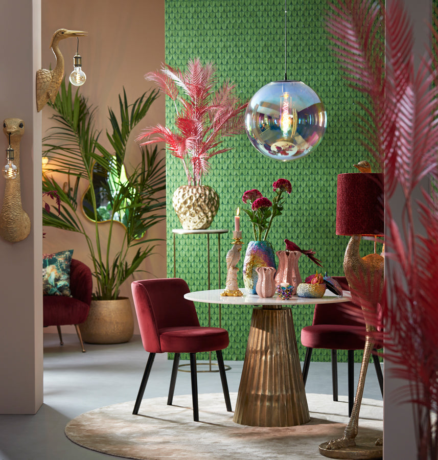 Round 100cm Dining Table in White Marble and Antique Bronze Finish