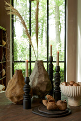 Elegant Dark Brown Wood Candle Holder - 7.5x45.5 cm
