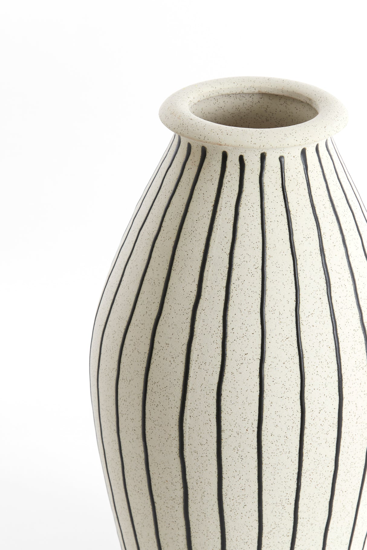 Artisan Dipped Ceramic Vase - Cream & Black Finish