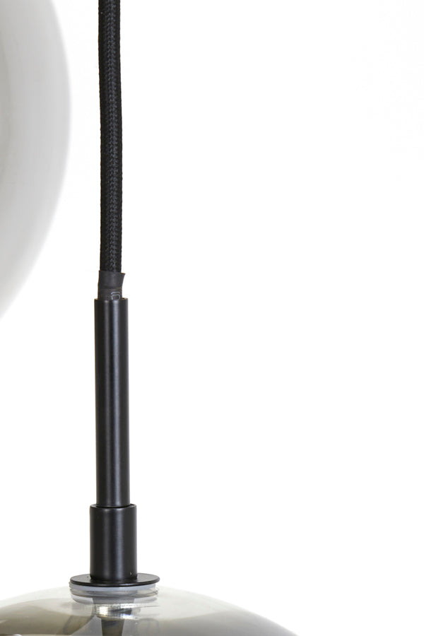 Contemporary 10-Light Pendant in Matte Black with Smoked Glass Orbs