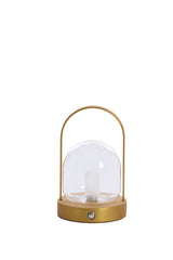 LED Table Lamp with Clear Glass and Antique Bronze Finish, Ø12x19 cm - Model Yeremi