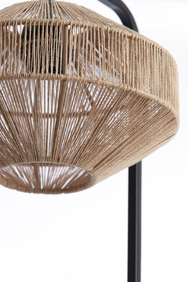 Decorative Black & Natural Wood Table Lamp - 26x60 cm Lyra Design