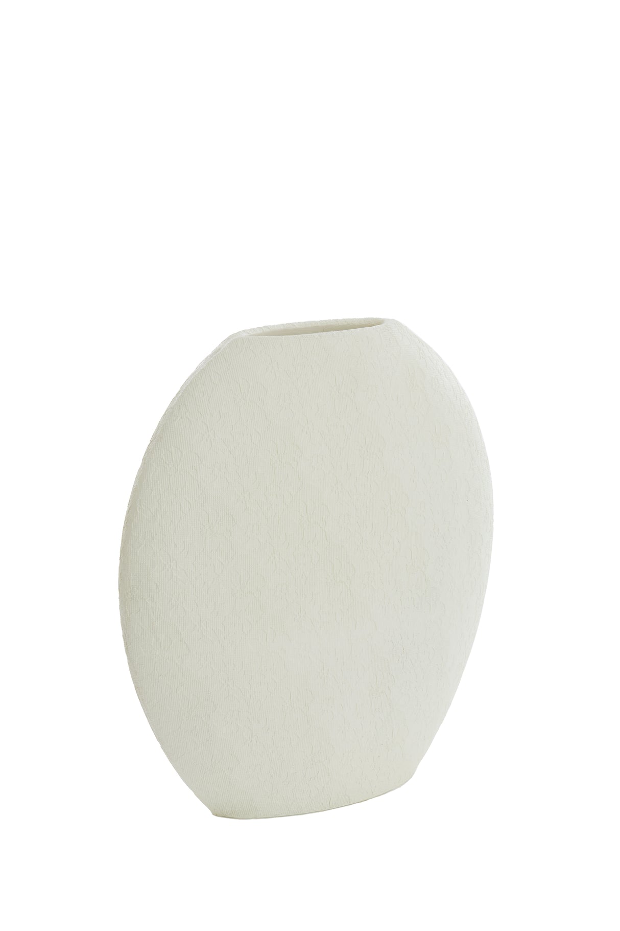 Elegant Cream Lace Textured Vase - 40.5x11x40 cm