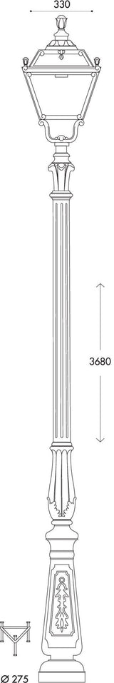 Elia Tabor 50W E27 HighPower LED 3000K, Classic Post Lantern, Black/Clear