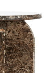 Elegant Marble Side Table in Dark Brown - Ø41x56 cm