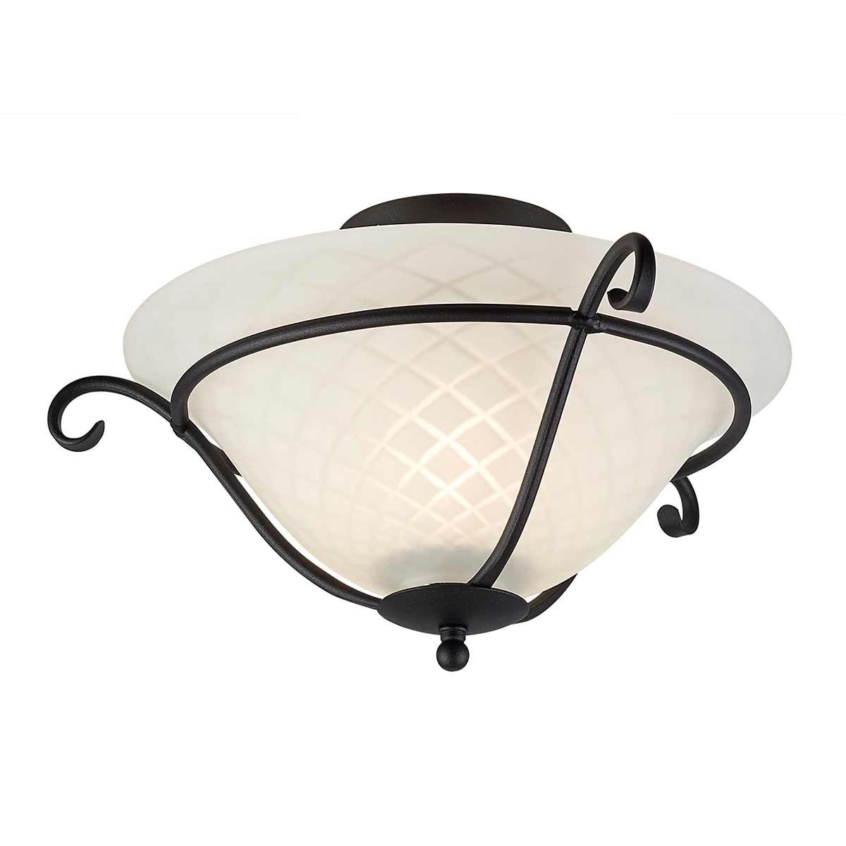 Gothic Scroll Black Flush Mount Light