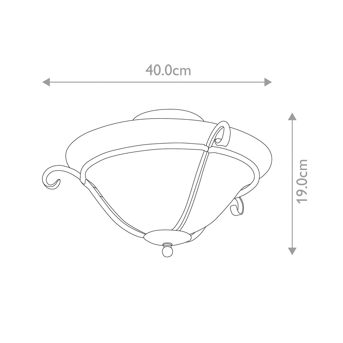 Gothic Scroll Black Flush Mount Light