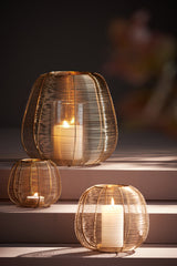 Golden Hurricane Lantern Ø18.5x15 cm