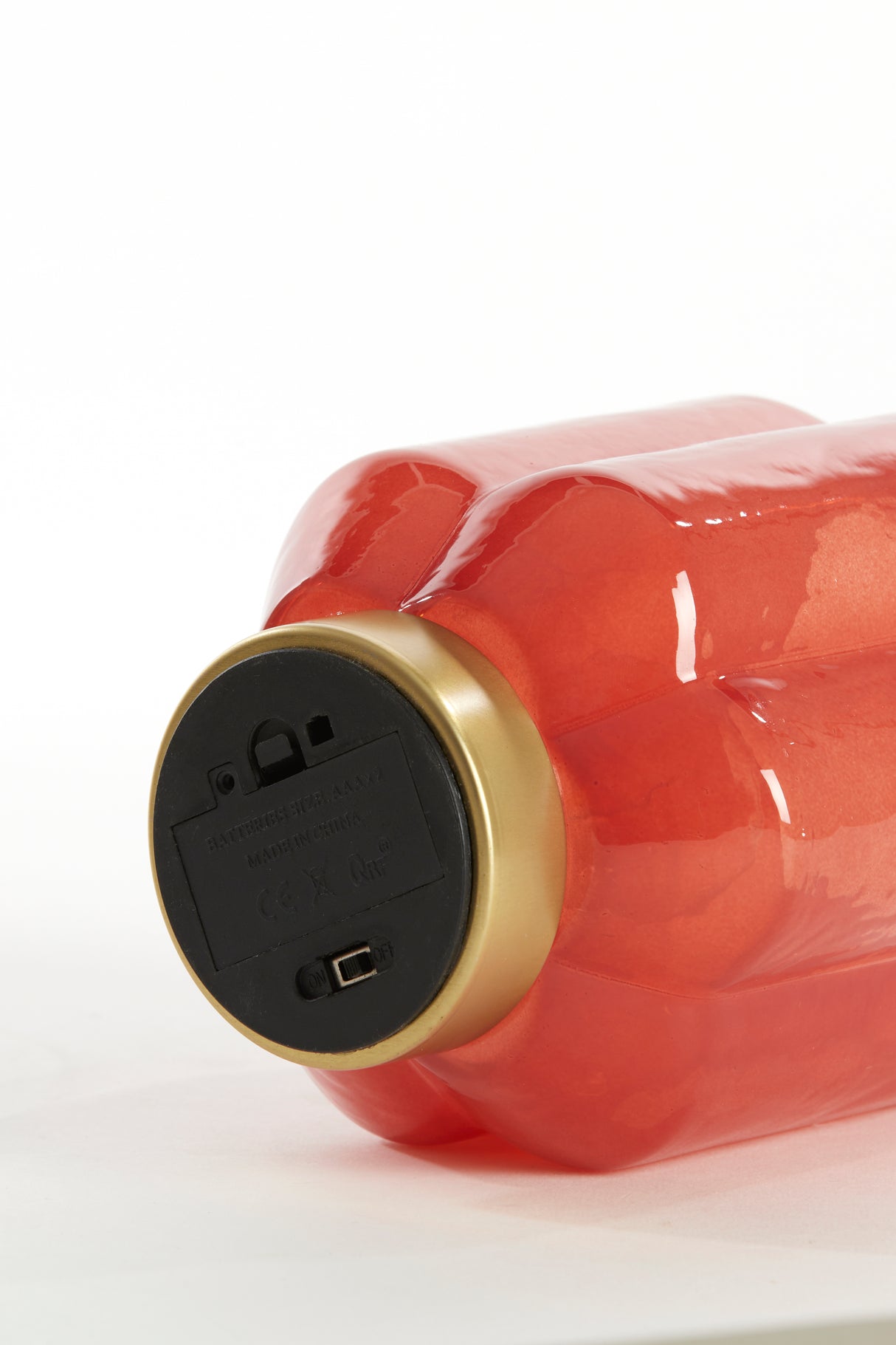 Brick Red and Gold LED Table Lamp with Milky Glass Shade, Ø13x16.5 cm
