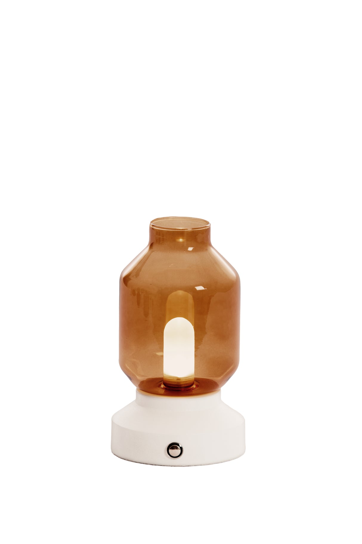 Opal Glass LED Table Lamp Ø11x19 cm - Brown and Cream Elegance