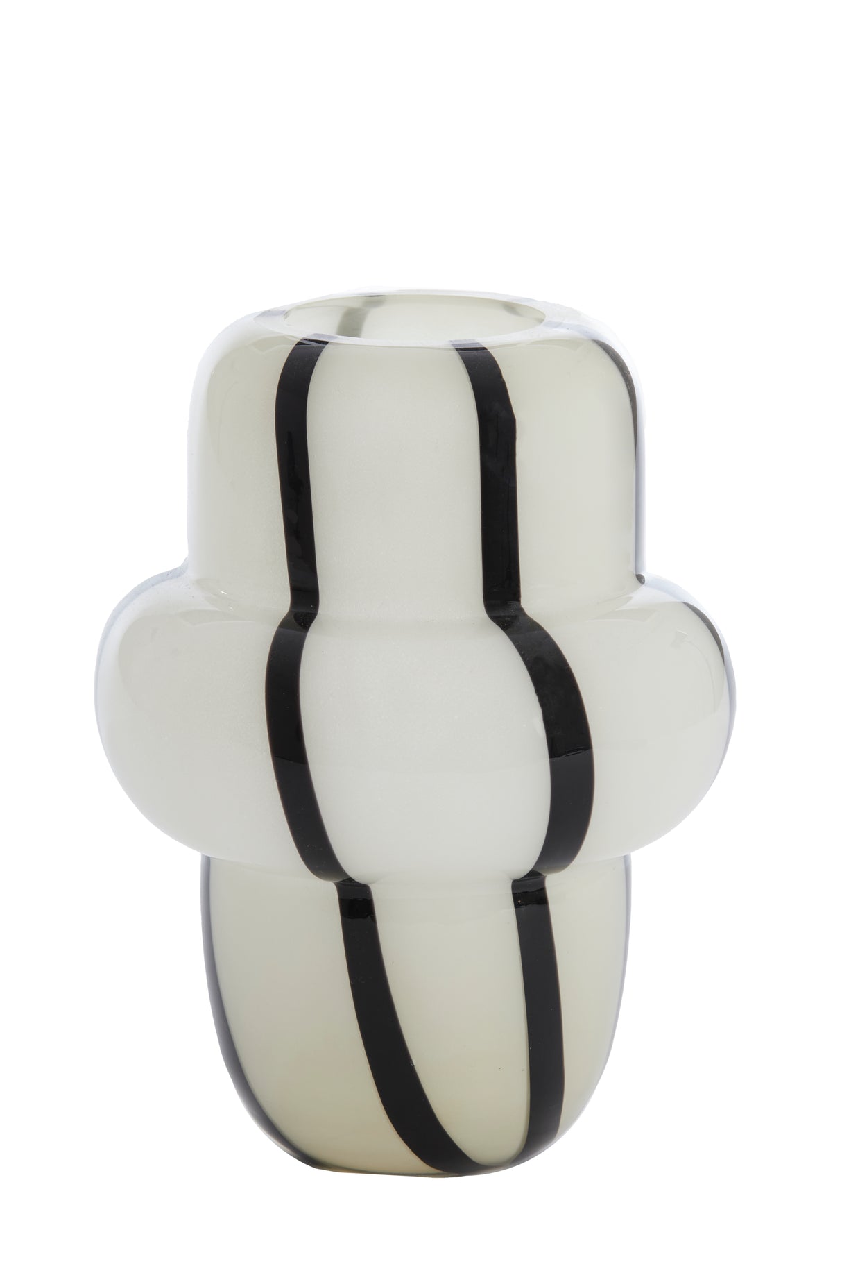 Elegant Cream and Black Glass Vase - Ø20x26 cm