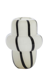 Elegant Cream and Black Glass Vase - Ø20x26 cm