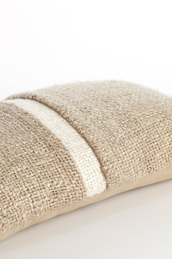 Rectangular Beige & White Levis Cushion 60x30 cm