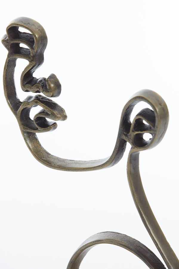 Antique Bronze Abstract Face Sculpture on Base 28x8x38 cm