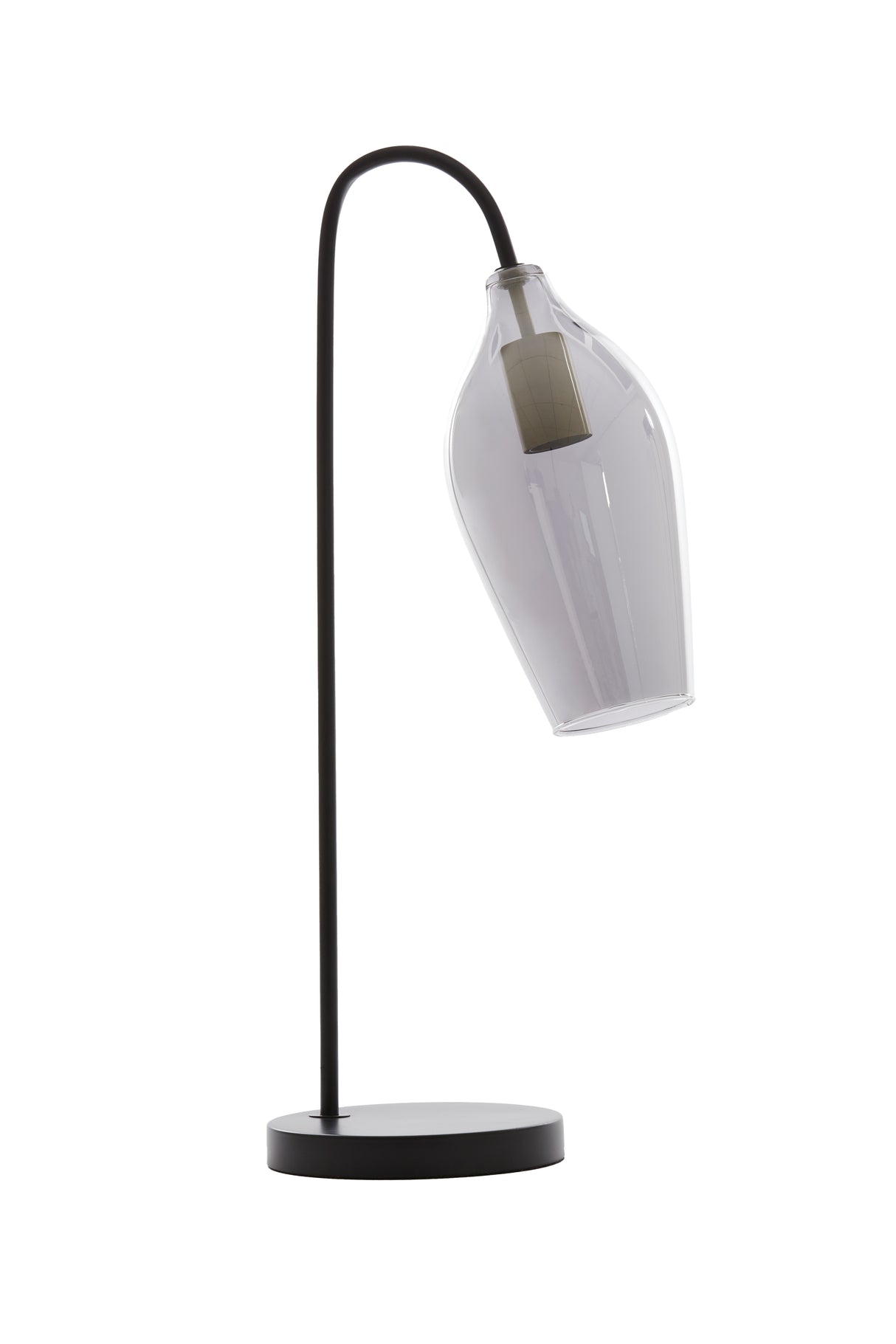Smoked Glass and Matte Black Table Lamp - 35x20x51.5 cm