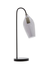 Smoked Glass and Matte Black Table Lamp - 35x20x51.5 cm