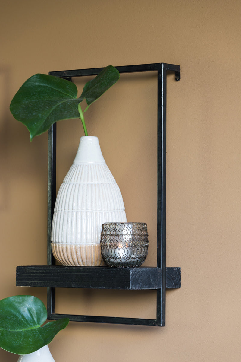 Maddison Wood Matte Black Wall Shelf 30x15x50 cm