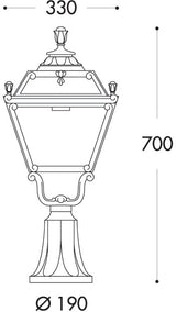 Tobia Lot 11W E27 LED CCT, Classic Pedestal Lantern, Black/Clear
