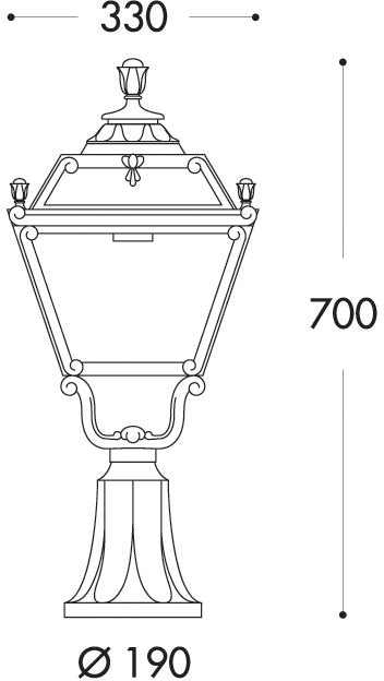 Tobia Lot 30W E27 HighPower LED CCT, Classic Pedestal Lantern, Black/Clear
