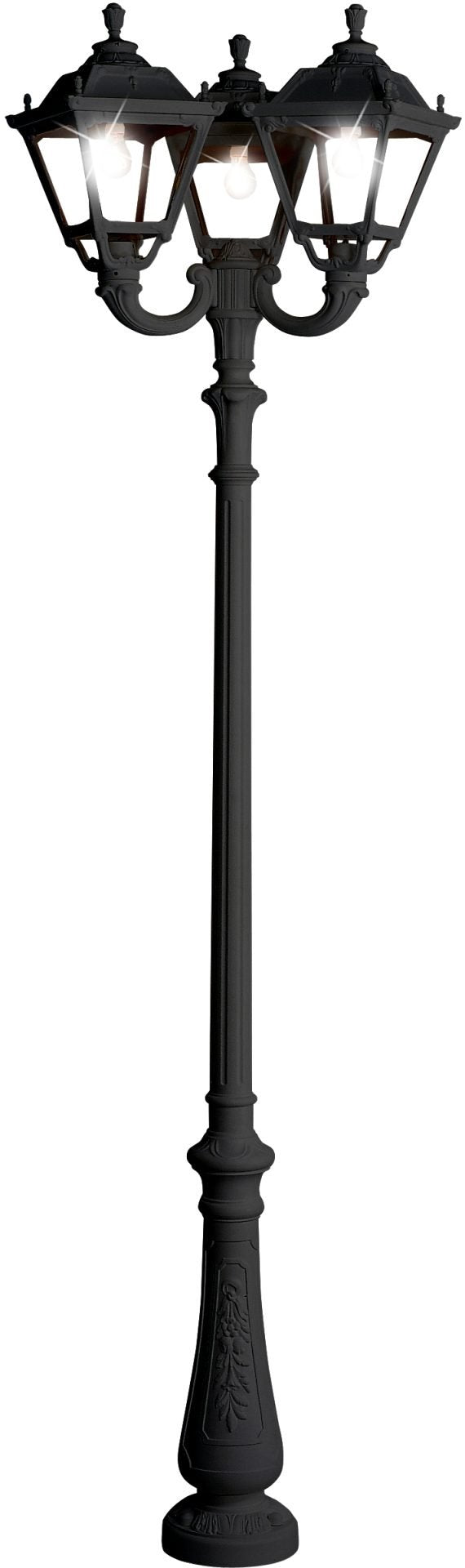 Tobia Nebo Ofir 3L E27 (No Lamp) Assembled, Classic Post Lantern, Black/Clear
