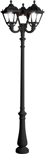 Tobia Nebo Ofir 3L E27 (No Lamp) Assembled, Classic Post Lantern, Black/Clear